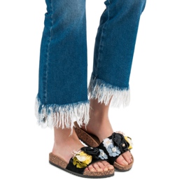 Cm Paris Tofflor Med Blommor svart 1