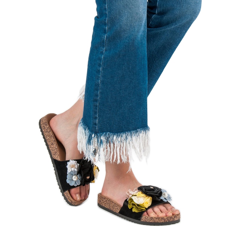 Cm Paris Tofflor Med Blommor svart 2