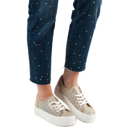 SHELOVET Sneakers med glitter gul 2