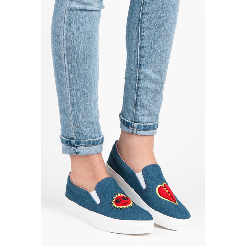 Kylie Denim Sneakers Med Plåster blå 1