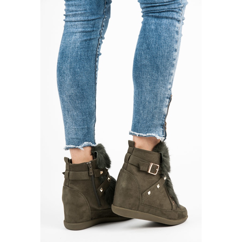 Kylie Sneakers med päls grön 1