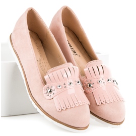Seastar Loafers i mocka med fransar rosa 1