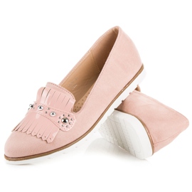 Seastar Loafers i mocka med fransar rosa 2