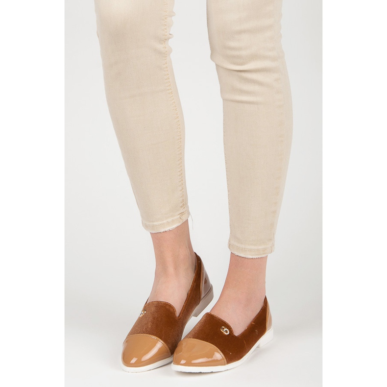 Velour ballerinor brun 1