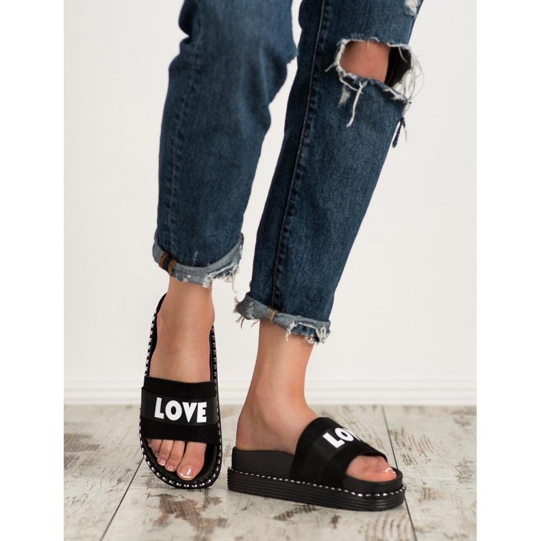 Erynn Älskar tofflor i mocka svart 1