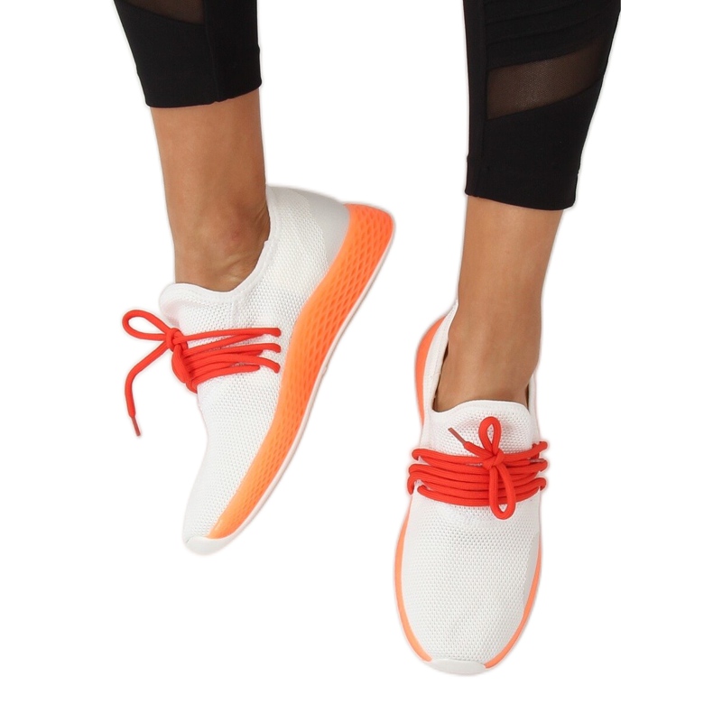 Orange och vita sportskor B-6851 Orange 2