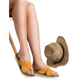 Laura Mode Senap mocka tofflor gul 1