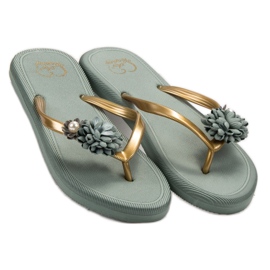 Ax Boxing Flip-Flops Med Blommor grön 1