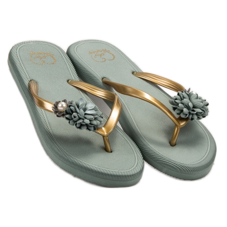 Ax Boxing Flip-Flops Med Blommor grön 1