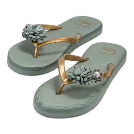 Ax Boxing Flip-Flops Med Blommor grön 2