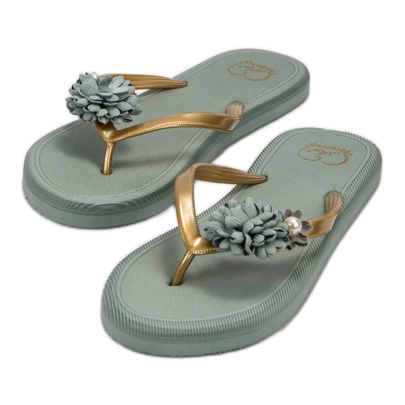 Ax Boxing Flip-Flops Med Blommor grön 2