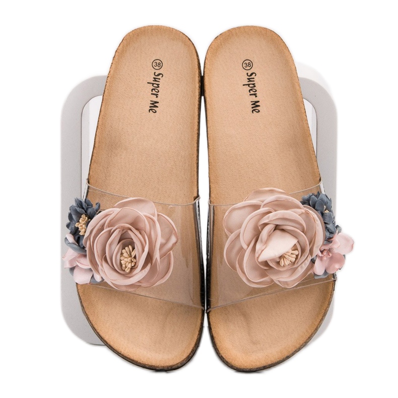 Super Me Tofflor Med Blommor brun mångfärgad 1