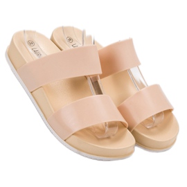 Laura Mode Beige gummi tofflor 1