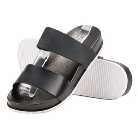 Laura Mode Svarta gummi tofflor 1