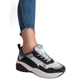 SHELOVET Trendiga sneakers vit svart grå 1