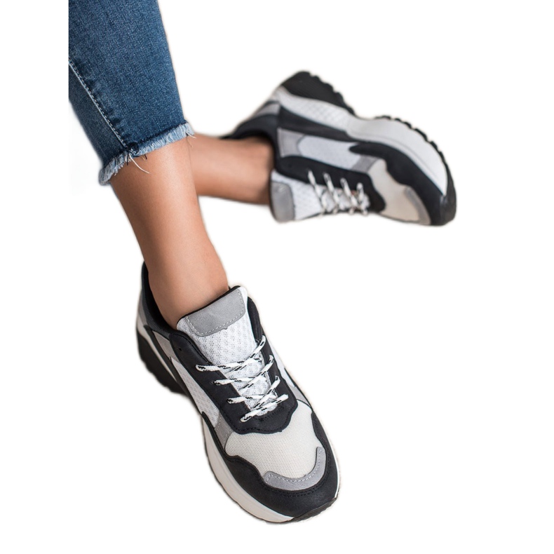 SHELOVET Trendiga sneakers vit svart grå 2