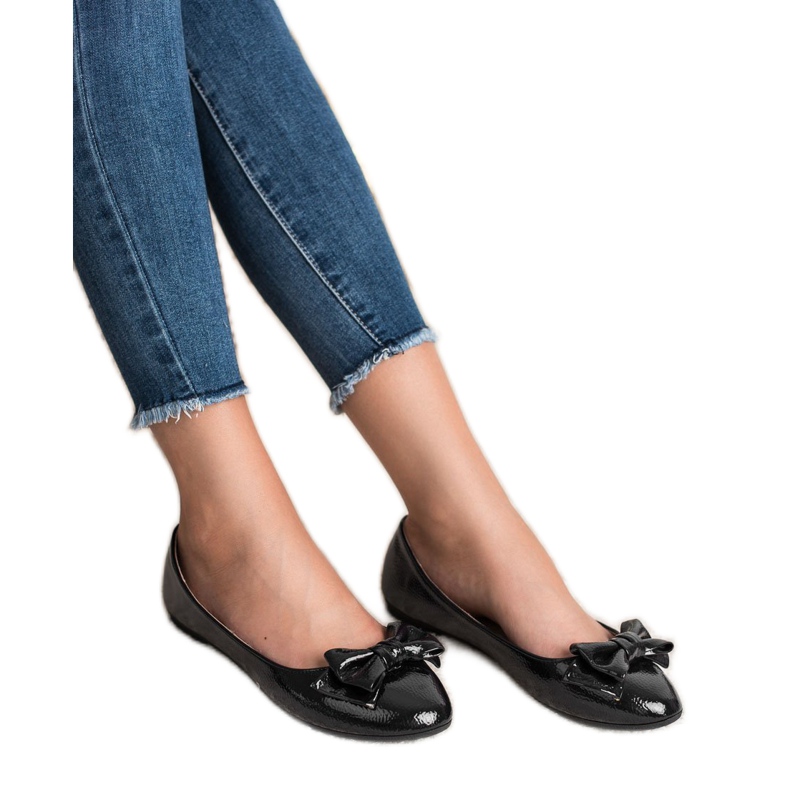 Comer Lackerade Ballerinor Med En Rosett svart 2