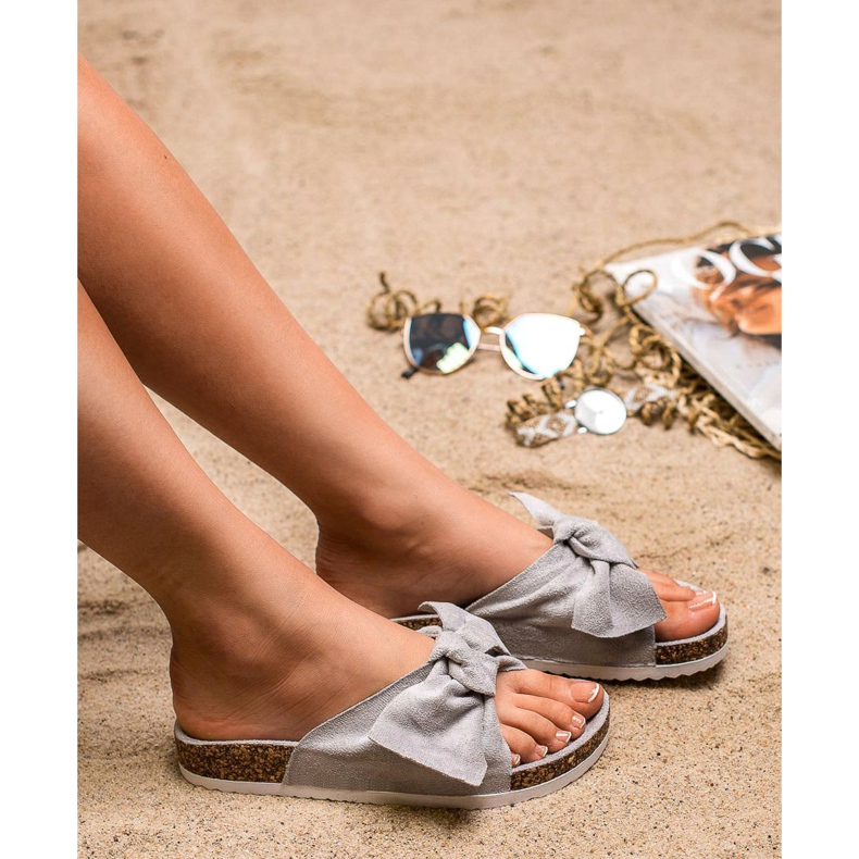 Diamantique Tofflor Med Rosett grå 2