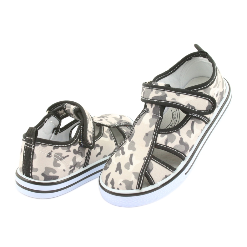 American Club barnskor med kardborre läder innersula vit brun svart grå 4