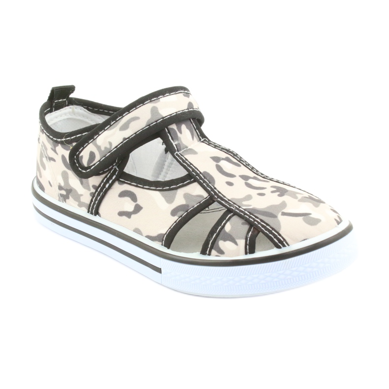 American Club barnskor med kardborre läder innersula vit brun svart grå 1