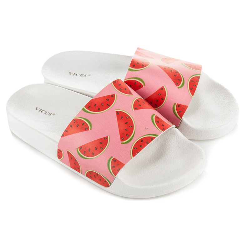 Vices Vattenmelon tofflor vit röd rosa 1