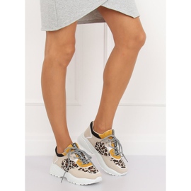 BL170P beige sportskor med leopardmönster brun gul 1