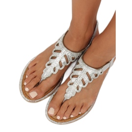 Silver flip-flops med stenar ZY172 Silver grå 2