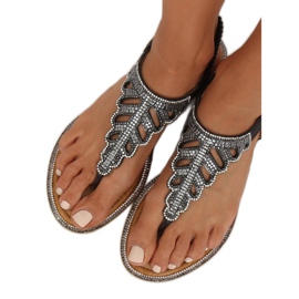 Svarta flip-flops med stenar ZY172 svart 1