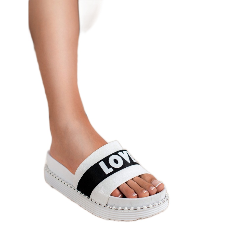 Erynn Älskar tofflor i mocka vit 2