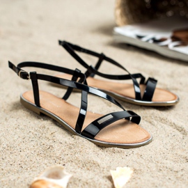 Anesia Paris Lackerade platta sandaler svart 1