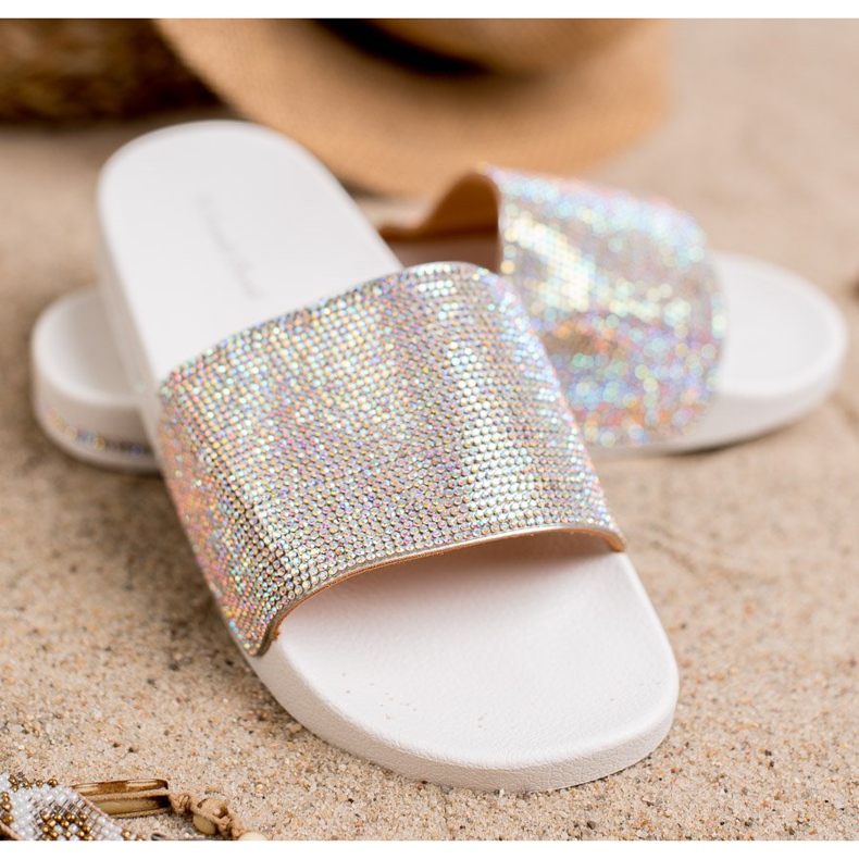 Sweet Shoes Tofflor Med Kristaller vit grå 1