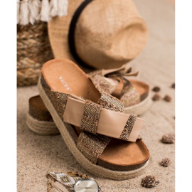 Vices Textil tofflor på plattformen brun 2