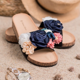 SHELOVET Mocka tofflor med blommor svart 1