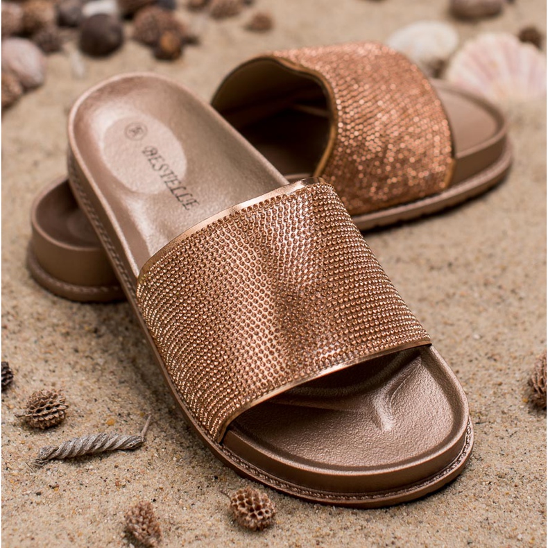 Bestelle Tofflor i gummi med kubisk zirkoniumoxid gul 2