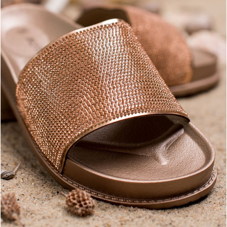 Bestelle Tofflor i gummi med kubisk zirkoniumoxid gul 1