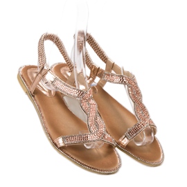 SHELOVET Dekorerade sandaler med gummiband rosa 2