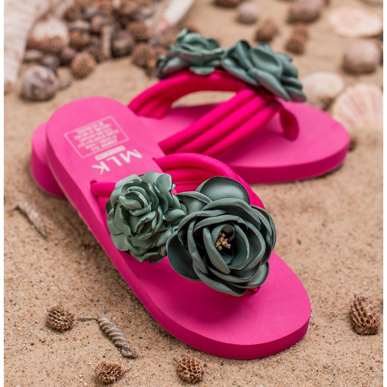SHELOVET Lätta flip-flops med blommor rosa 2