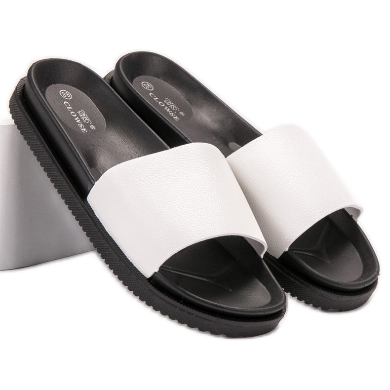 Clowse Kvinnors vita tofflor 1