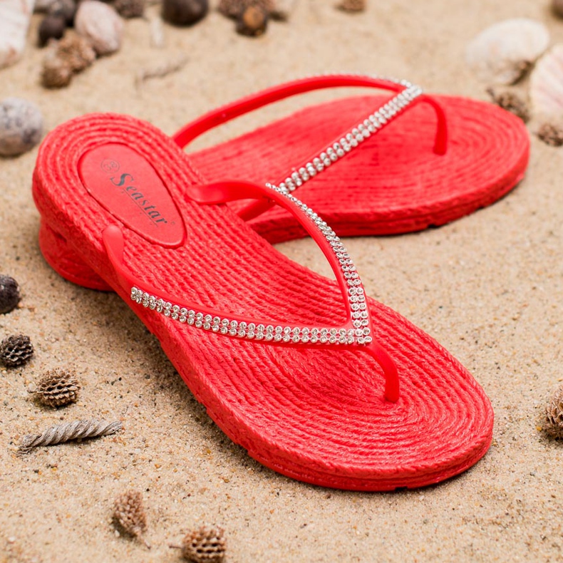 Seastar Flip-flops Med Cubic Zirconia röd 2