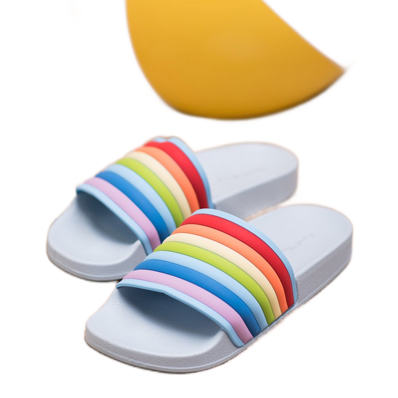 Sweet Shoes Färgglada flipflops i gummi blå mångfärgad 2