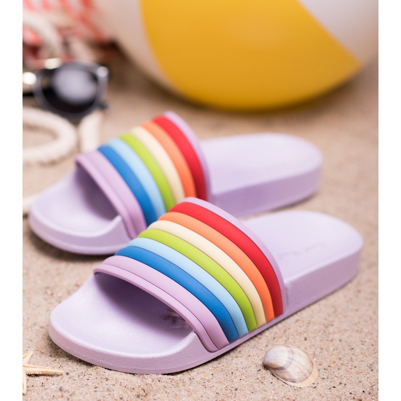 Sweet Shoes Färgglada flipflops i gummi purpur mångfärgad 1