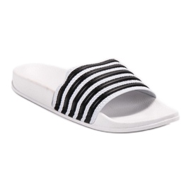 SHELOVET Sportiga randiga tofflor vit 1