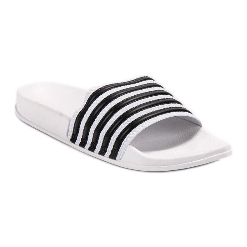 SHELOVET Sportiga randiga tofflor vit 1