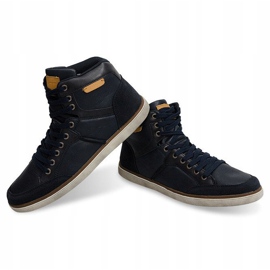 High Sneakers Natural Leather XF117 Marinblå 1