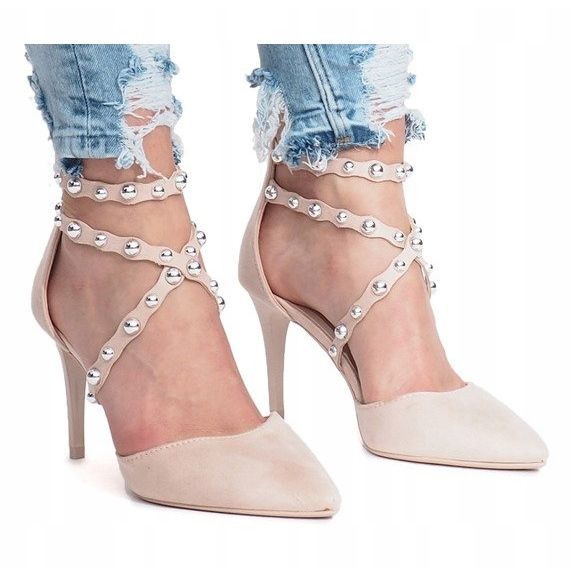 Beige sandaler med höga klackar B-50 1