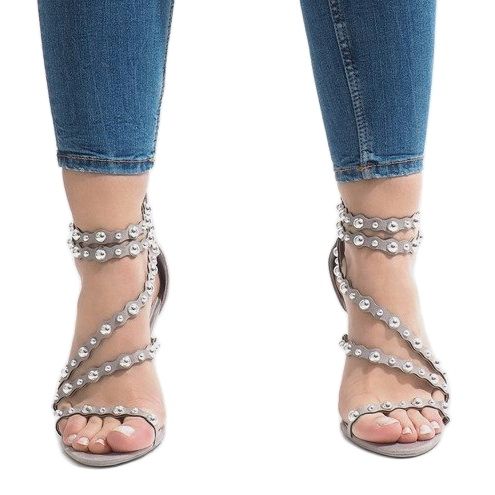 Grå öppna klackar LE042P 2