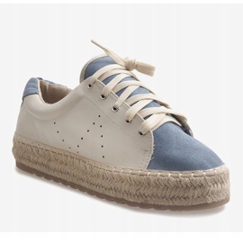 Blå snörade espadriller LX-07 brun 1