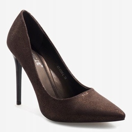 Bruna klassiska höga klackar AT-0596-L 1