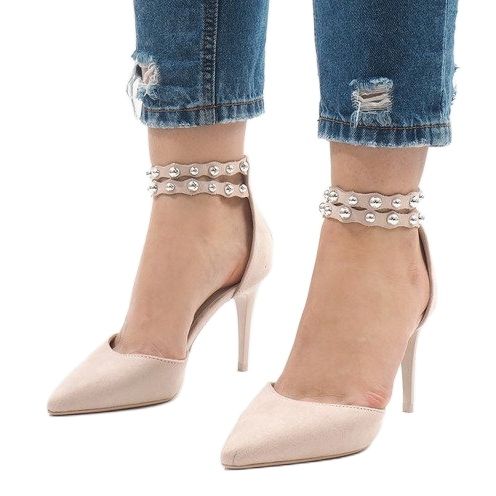 Beige sandaler med höga klackar B-51 1