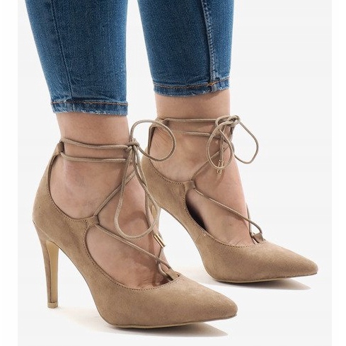 Beige pumps på häl 4524-14 1
